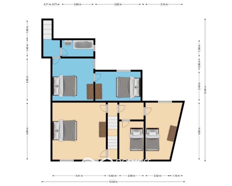 France/15' frontière - Double-maison (3 & 2 ch) avec jardin à rénover - Plan rez - rue georges sand 41 - revin