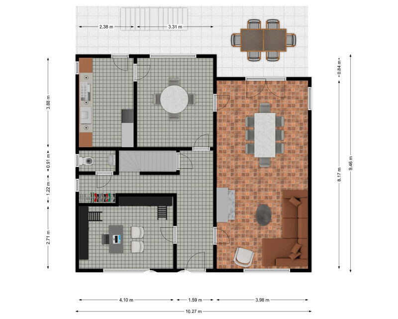 Spacieuse maison 4-5ch av garage et jardin - Plan rez - rue de la justice 17 - couvin