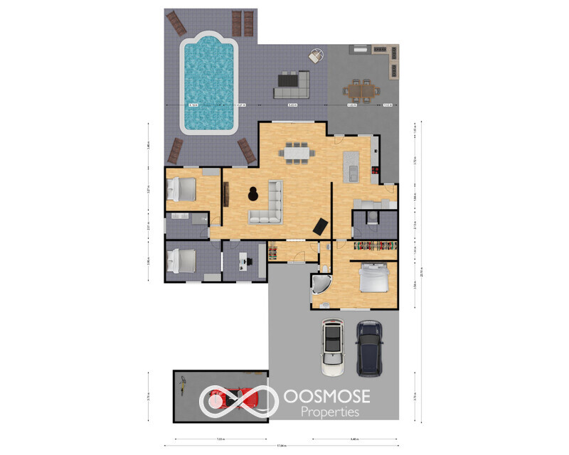 France - 10' front. - Villa plain-pied - 1ha av étang & piscine - Plan girondelle