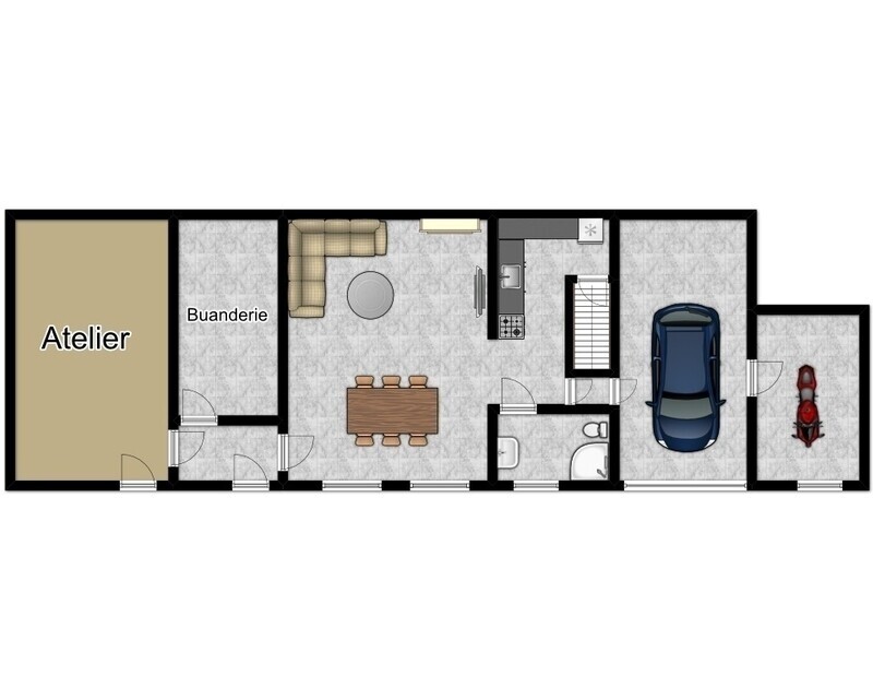 Maison 3ch avec garage & jardin - Plan rez