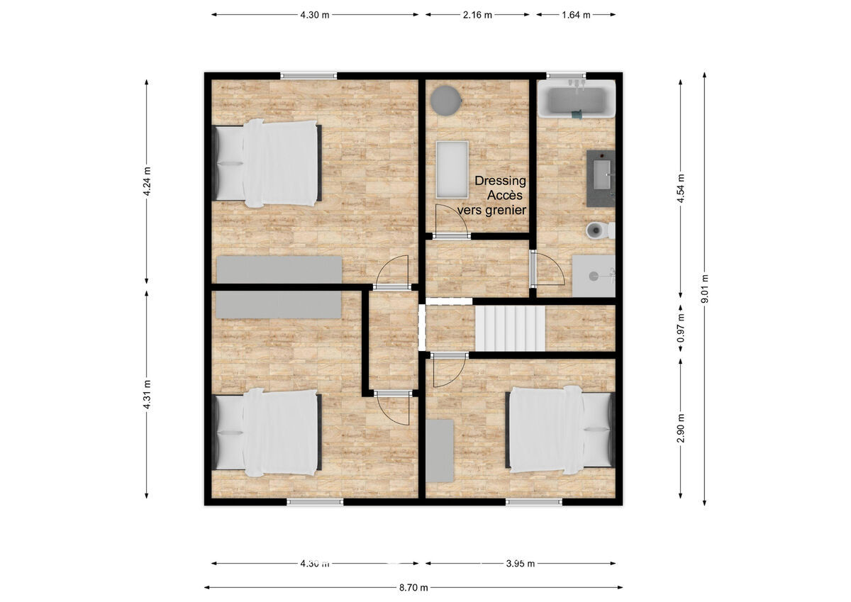 Maison 3ch av grande terrasse, annexe et jardin ds chemin sans issue - Plan rez+1 - rue du chateau 22 - mazée