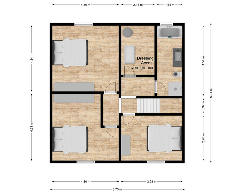 Maison 3ch av grande terrasse, annexe et jardin ds chemin sans issue - Plan rez+1 - rue du chateau 22 - mazée