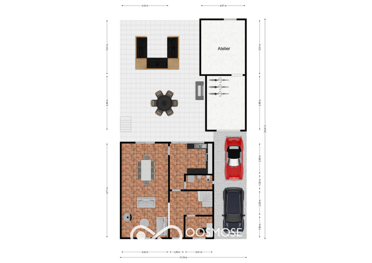 Maison 3ch av grande terrasse, annexe et jardin ds chemin sans issue - Plan rez - rue du chateau 22 - mazée