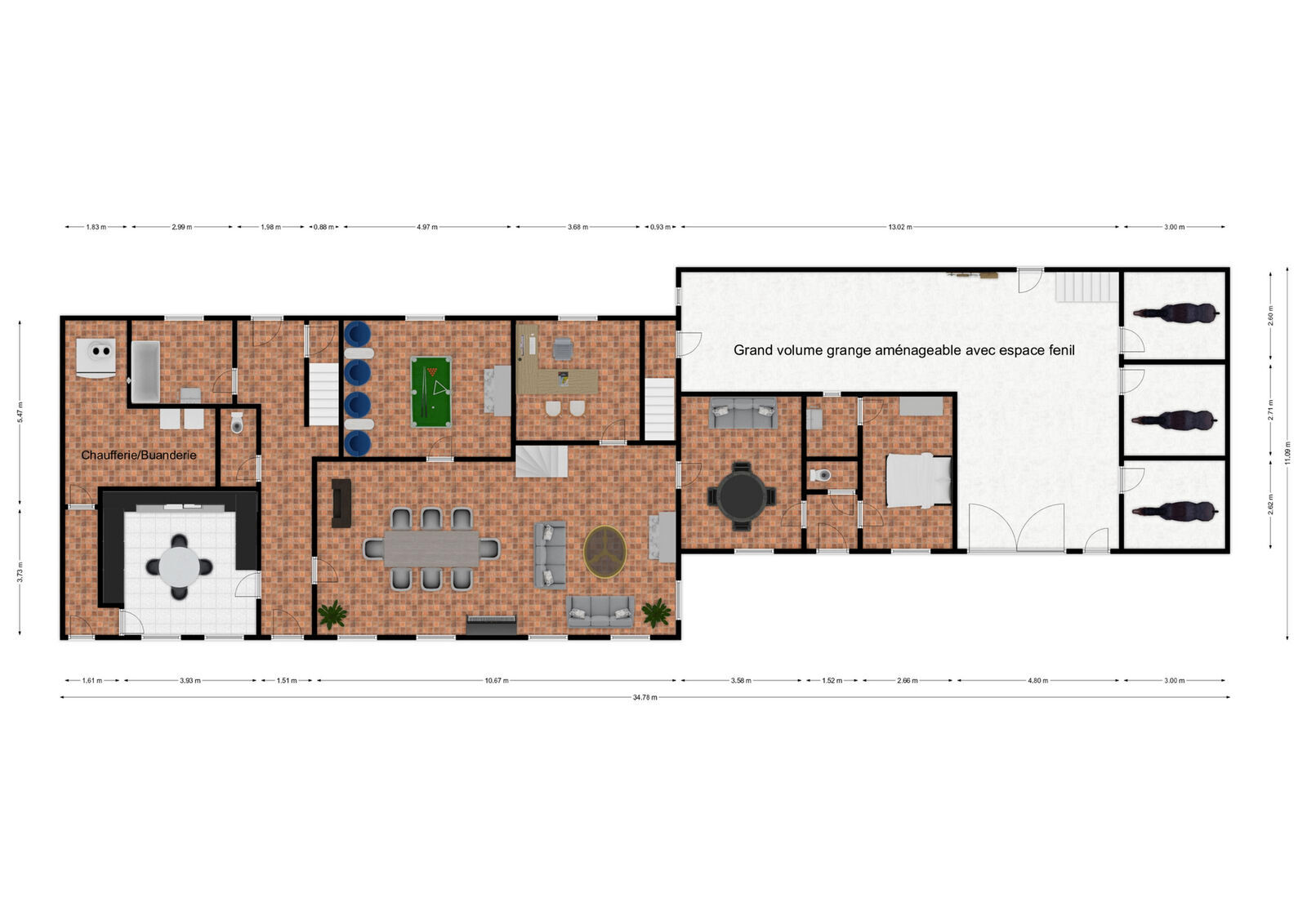 France/15' Belg. - Fermette av grange & 3 box. chevaux sur 2ha  - Plan rez - rue de verdun 33 - bucilly