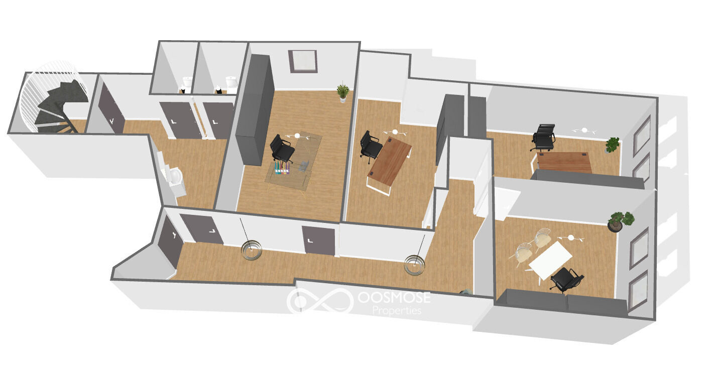 Bureau en plein centre de Chimay - Plan 3d-4 étage