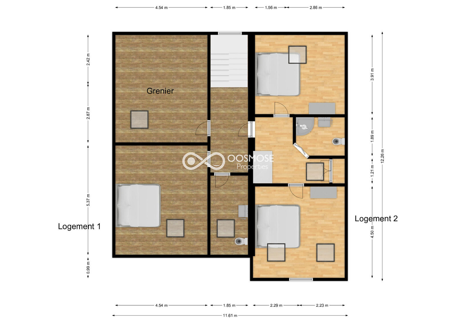 Ensemble immobilier de 2 logements + prof. libérale, 3 garages sur 33a - Rez+2 - rue de la tourette 5-6 - biesme