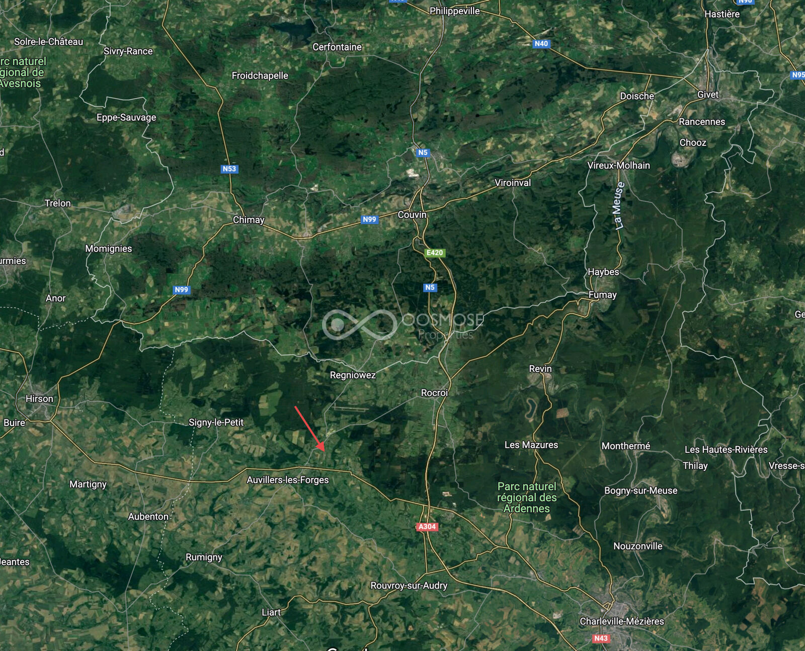 France/5' frontière - Terrain à bâtir de 23 ares 69 centiares - +/- 50m de façade - Capture d écran 2023-09-02 à 15.27.52