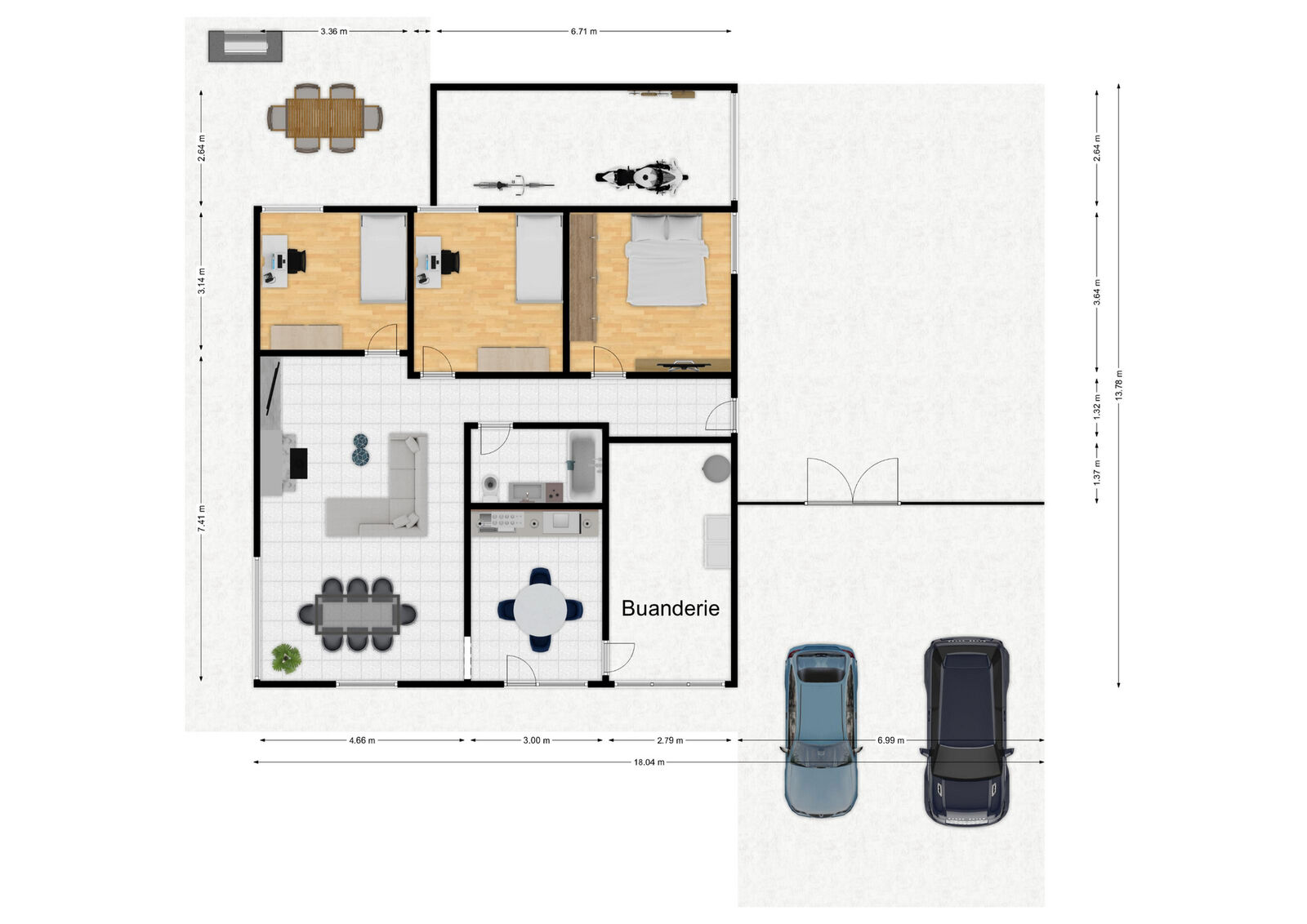 Plain-pied 3ch avec garage et terrain de 8a 93ca - Rez - rue mahy 26 - momignies