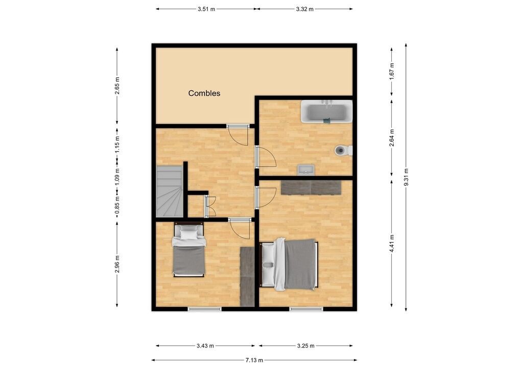 Maison bel-étage avec garage ss jardin - Plan rez+2 - rue du monument 34 - frasnes