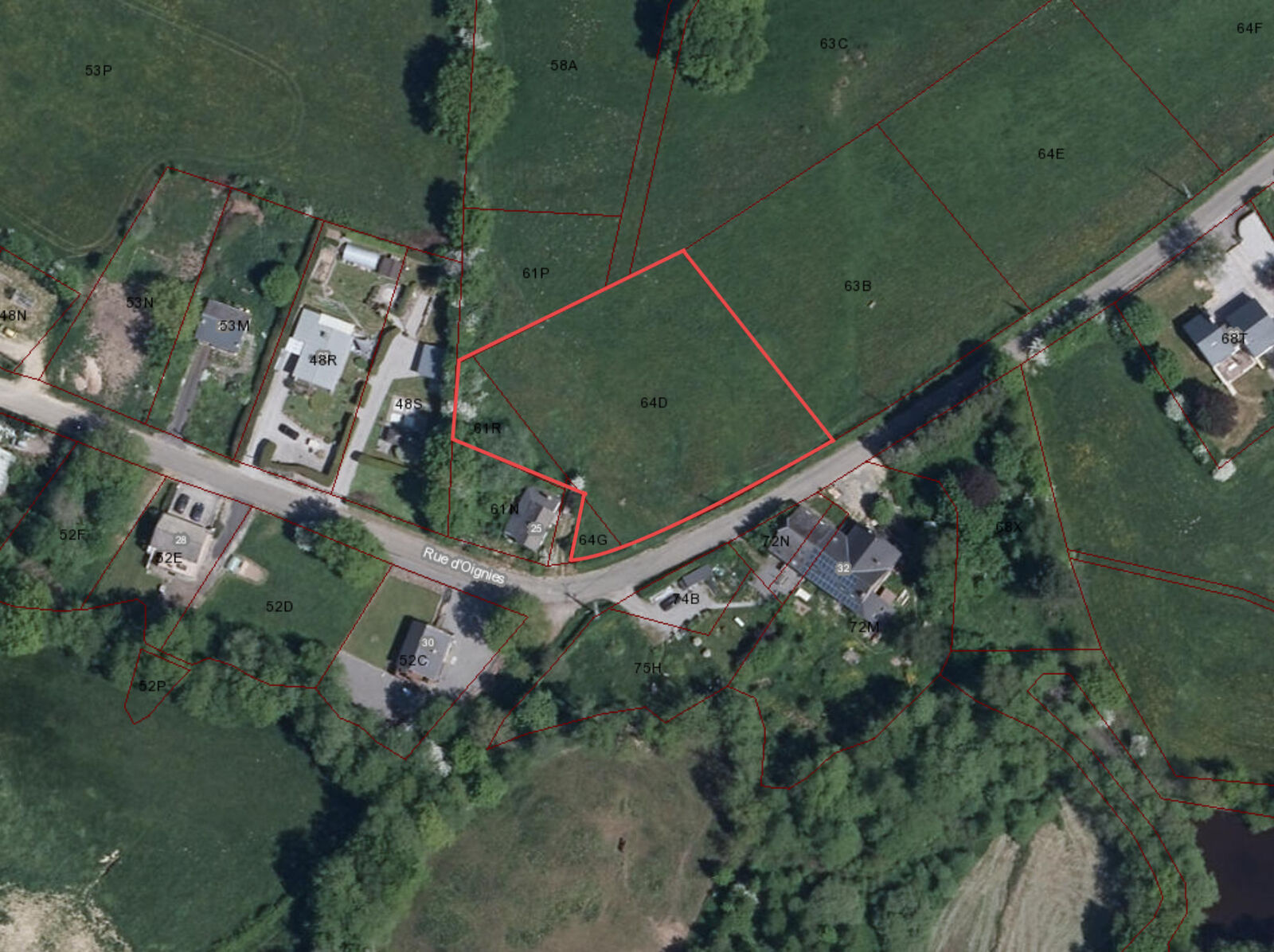 Terrain à bâtir de 27 ares 73 centiares - Vue aérienne parcelle complète - rue d oignies - bruly