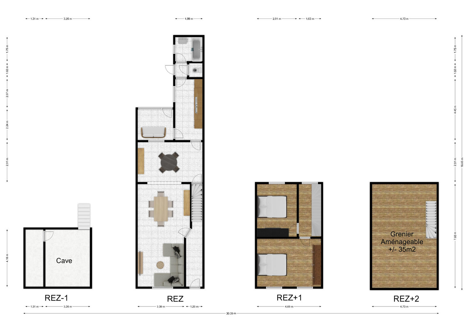 Maison 2ch avec jardin prox. commodités - Plans - rue de l abbé perny 37 - marcinelle