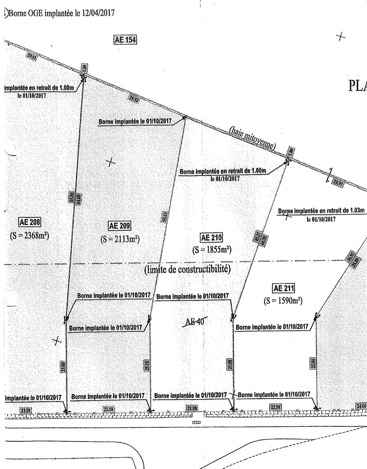 Regniowez (Fr)/2' Belgique - Beau terrain à bâtir de 21 ares - Plan de mesurage