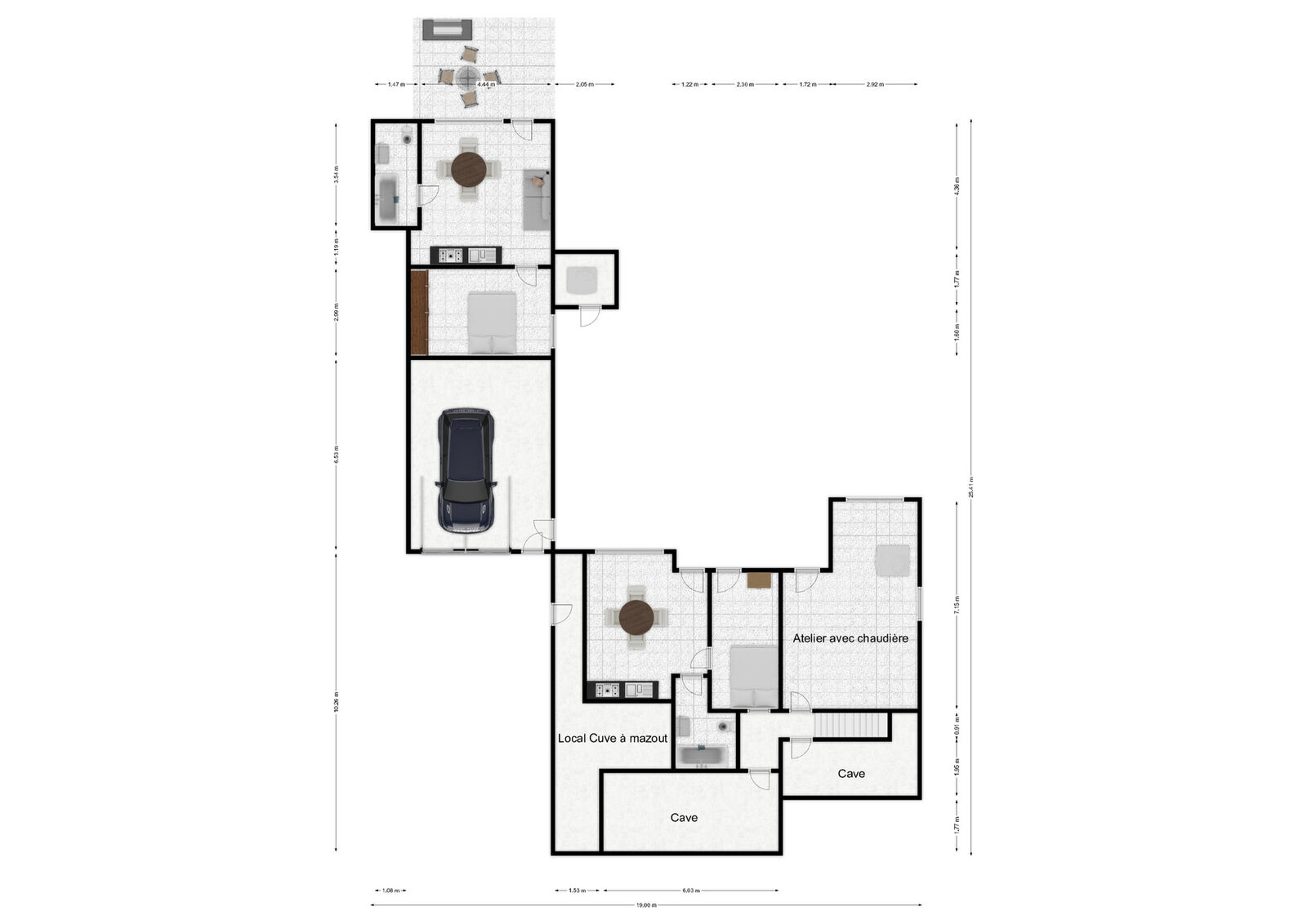 Ensemble immobilier 2-4 logements av vue dégagée - Plan rdj- rue neuve 82 - couvin