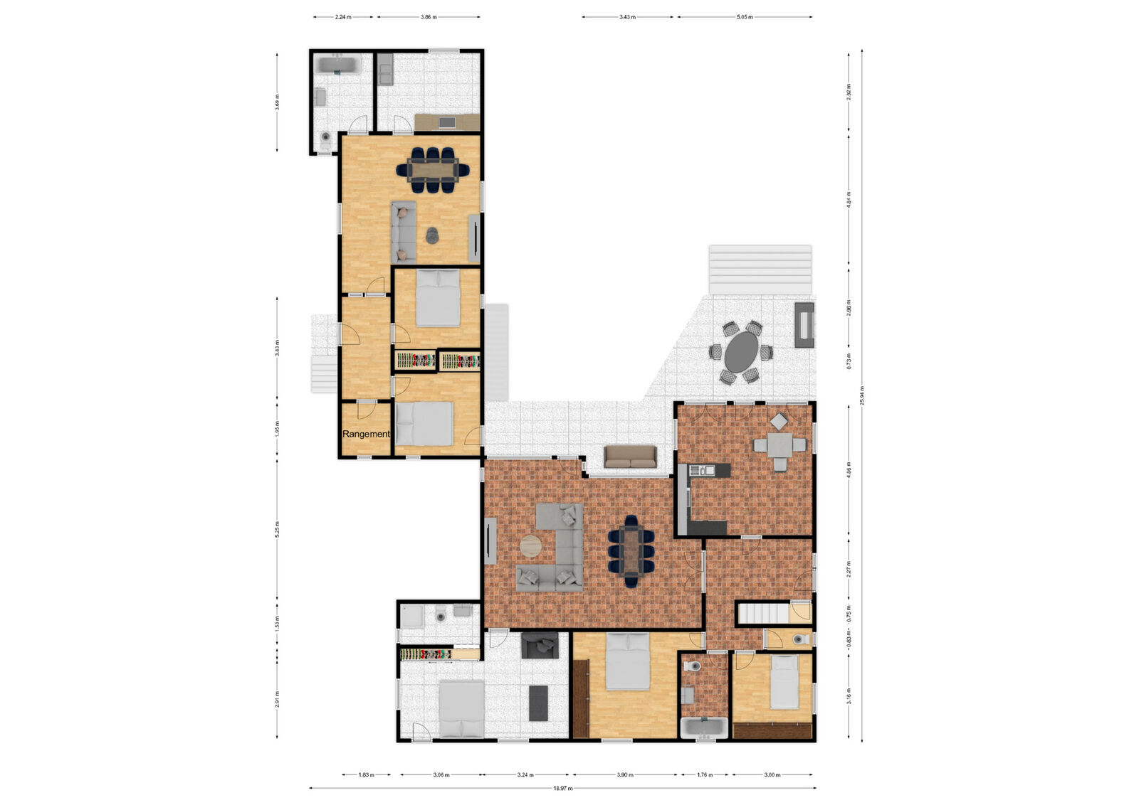 Ensemble immobilier 2-4 logements av vue dégagée - Plan rdc- rue neuve 82 - couvin