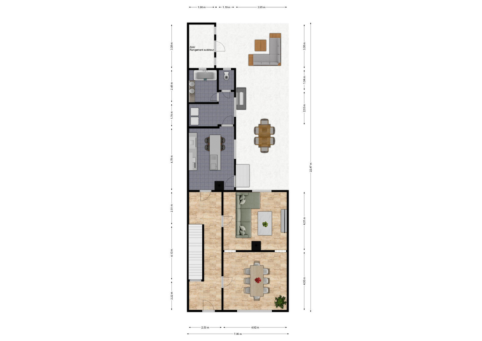Maison 2-4ch avec grande terrasse et jardin  - Rez - europe 4 - cds