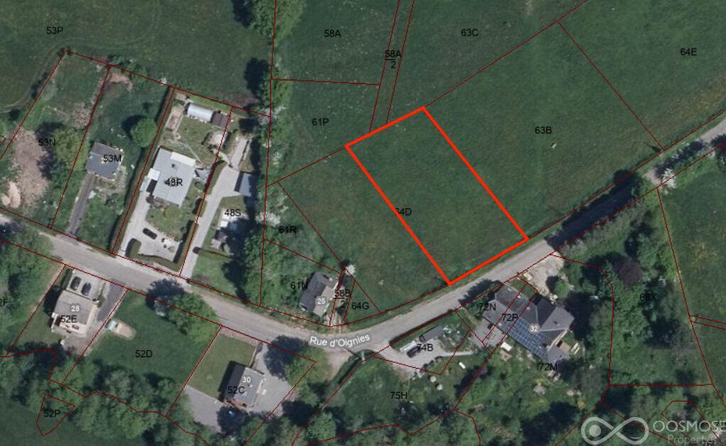 Terrain à bâtir de 13a 36ca - Vue aérienne parcelle divisée lot 2 - rue d oignies - bruly