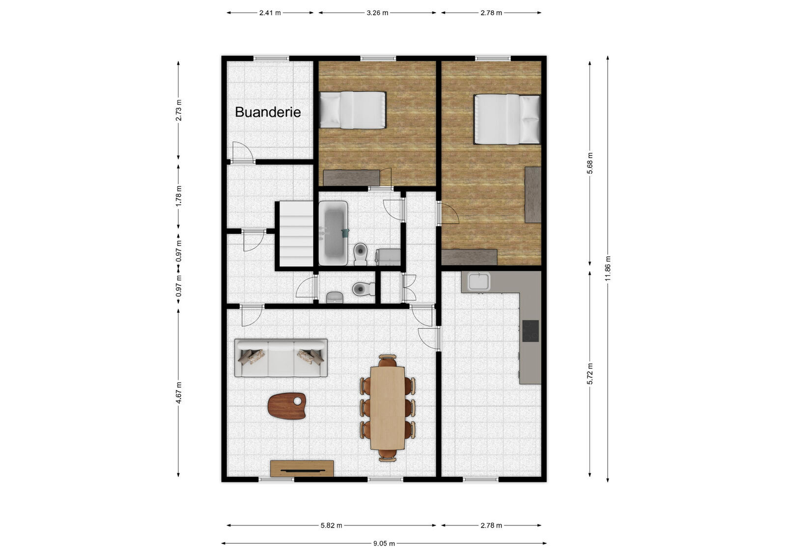 Immeuble 1 commerce et 2 appart. 2ch au centre de Nismes - Rez+2 - rue bassidaine 5 - nismes