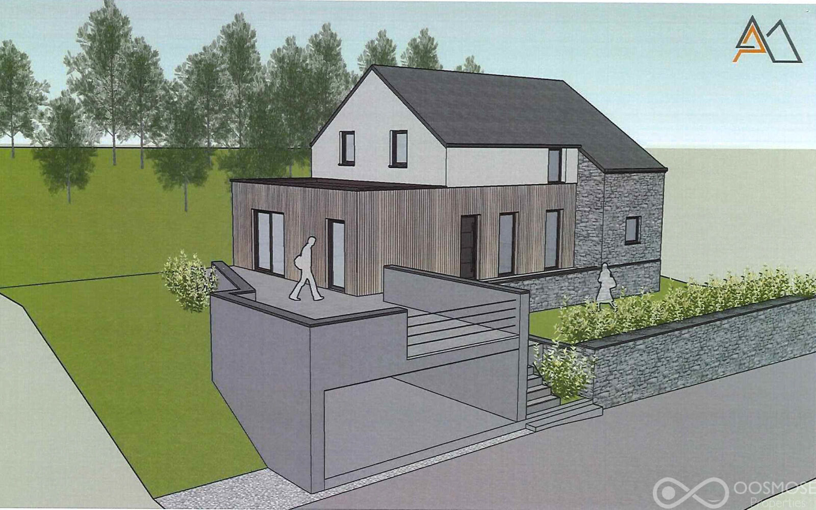 Maison à rénover avec projet sur 17a au pied de la forêt - Projet vue 1