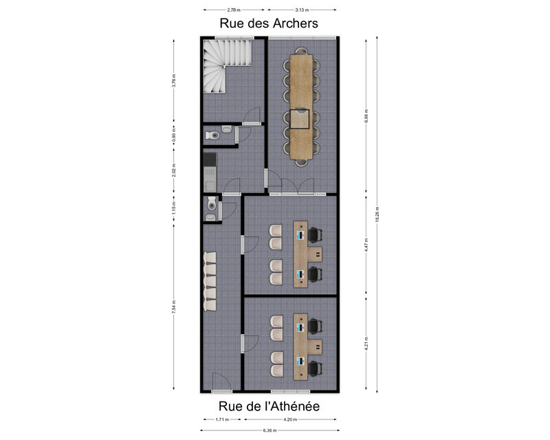 Grand bureau à louer en plein centre de Chimay - Plan bureau