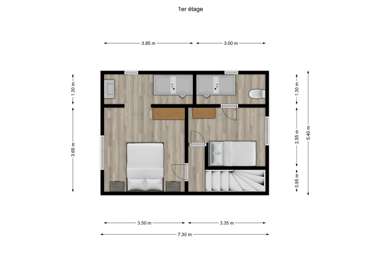 Maison rénovée 2 chambres 77 m² de superficie totale - 189841375 el goundoul rev 1er tage first design 20260922 c27296
